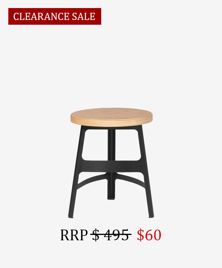 Factory Low Stool with Timber Seat